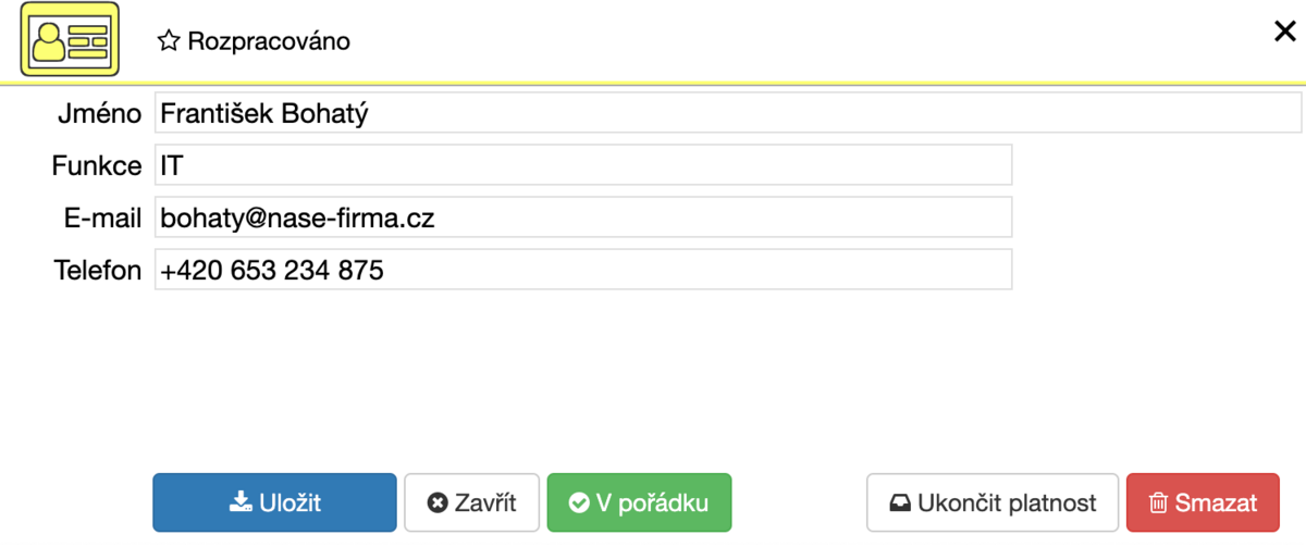 Přidání kontaktu